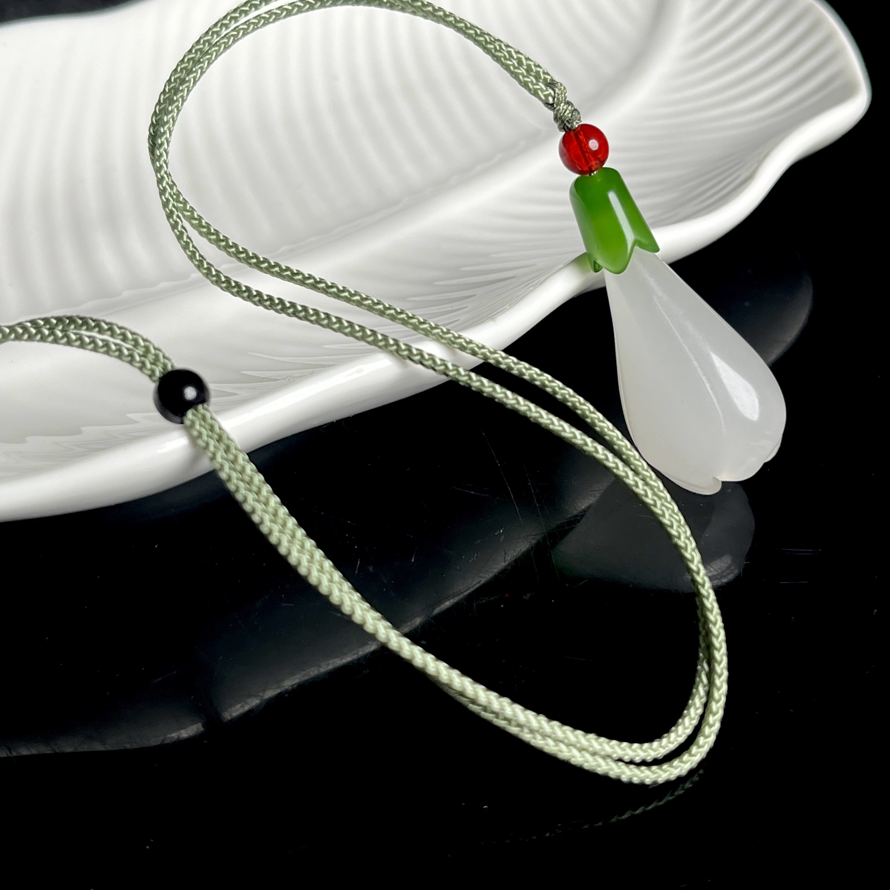 天然和田玉白玉兰花吊坠YC451多样性发其一毛衣链