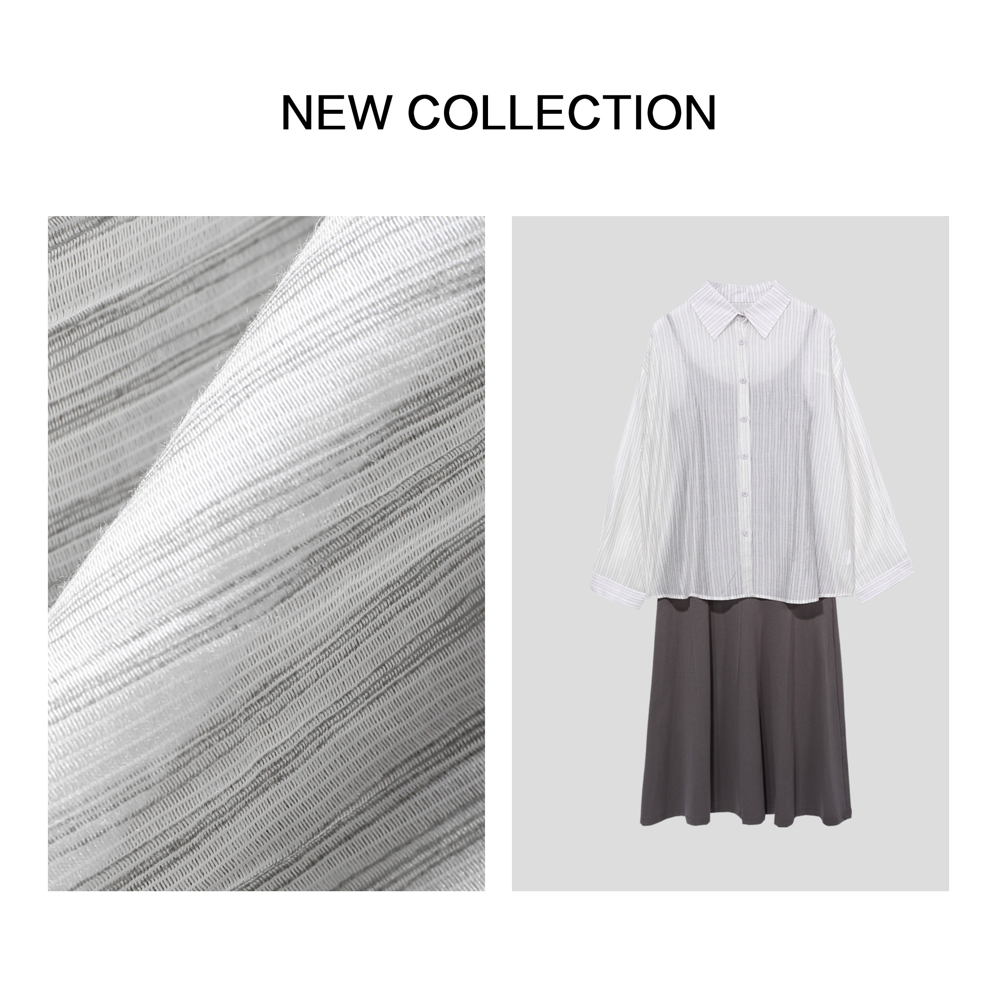 【静秋专属】L1F36295B 新款连衣裙+条纹衬衫两件套 时尚百搭