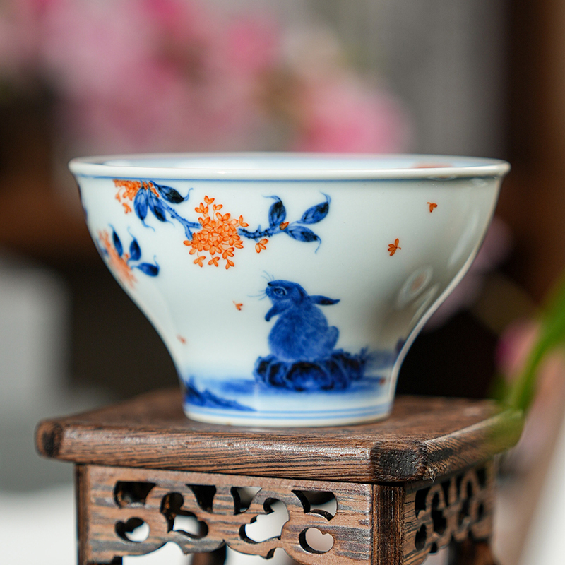 【栗子严选】团窑金桂月兔吉盏（ty290） 陶瓷纯手工茶杯