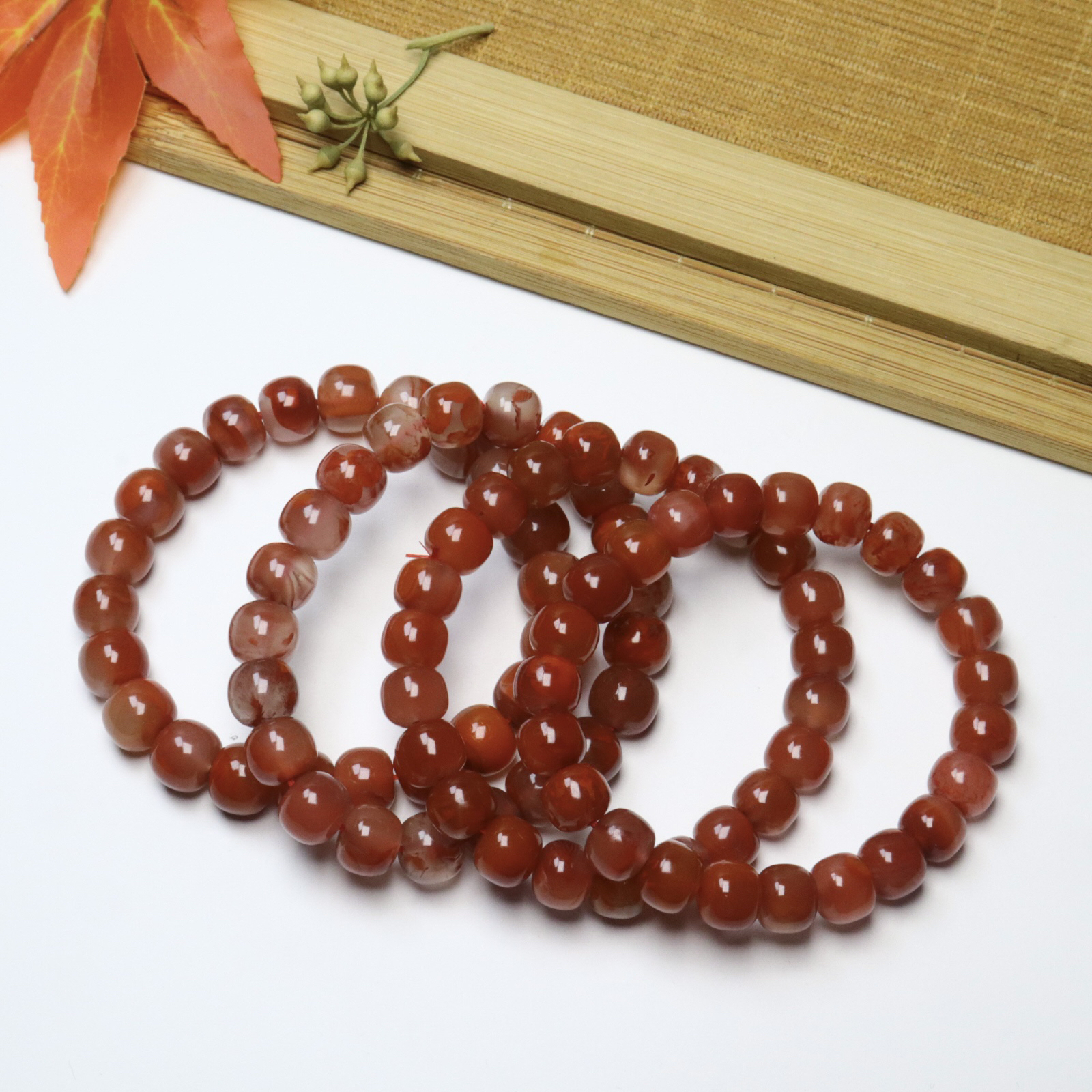 紫云赤焰玫瑰冻老型南红手串男女款时尚百搭气质玉石约10mm约30克