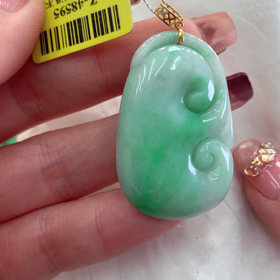 翡翠吊坠(不含链)18K金镶嵌
