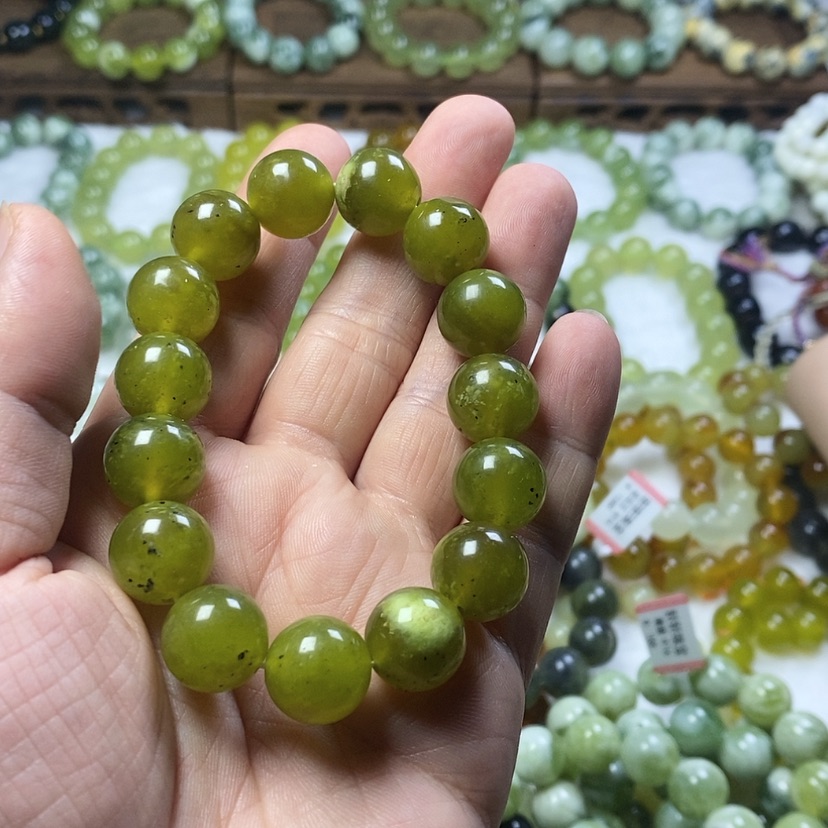 【闪购商品】蛇纹石玉手串未镶嵌卡14