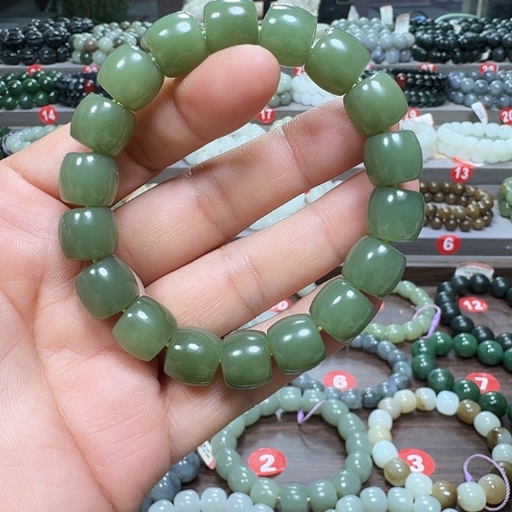 未镶嵌手链和田玉新疆若羌青黄口料直切卡12