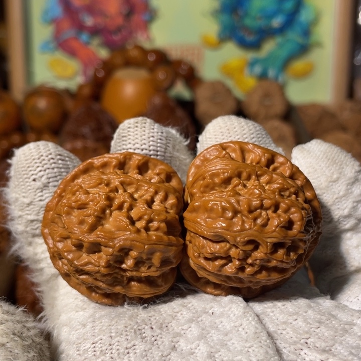 九***7龙脊菩提吊坠文玩核桃 白狮子