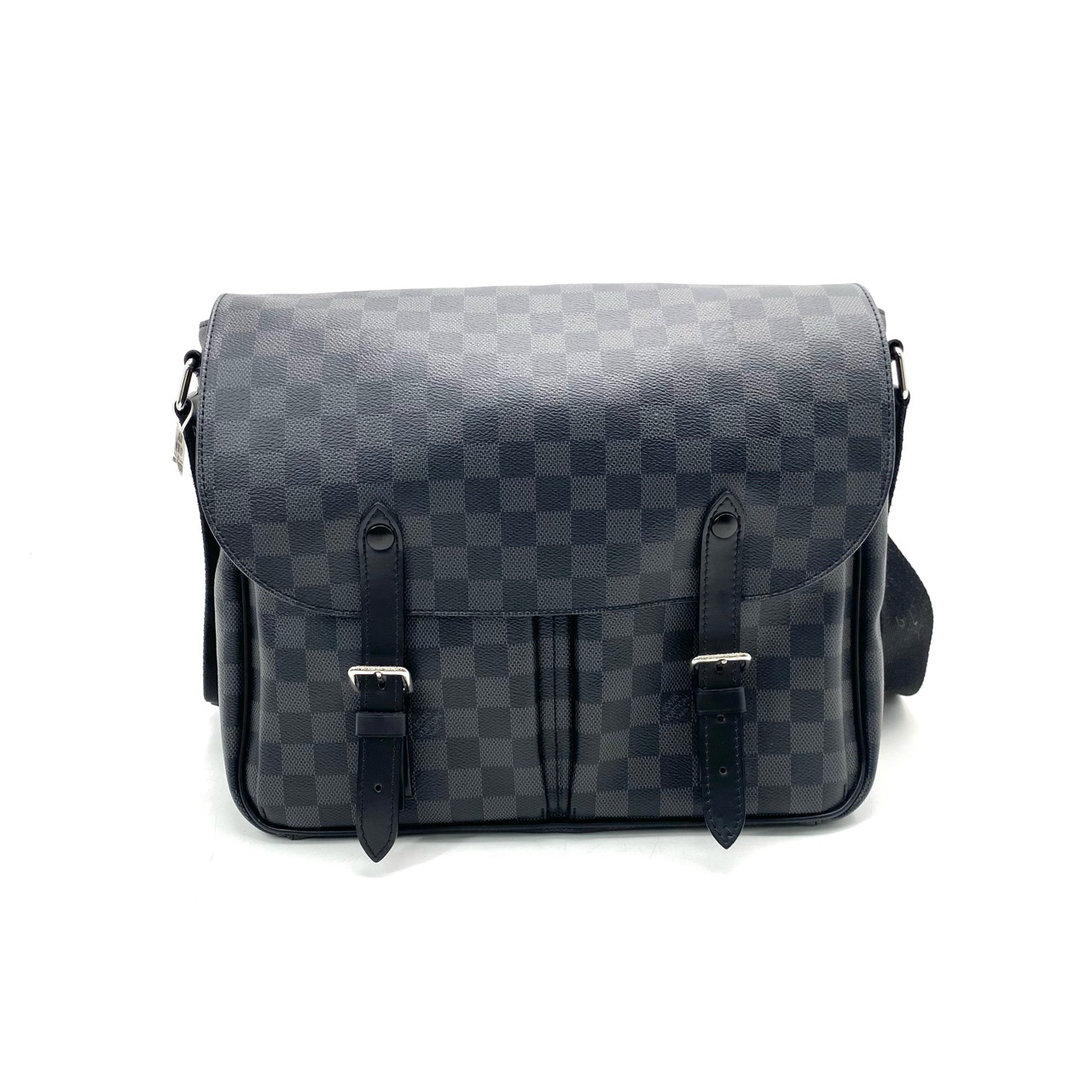 99新 LouisVuitton/路易威登 黑棋盘格双扣邮差包 尺寸33/28 