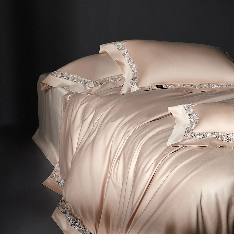 nice（蒙娜丽莎）100支奢瑞缎 全棉四件套轻奢镂空拼接款500T