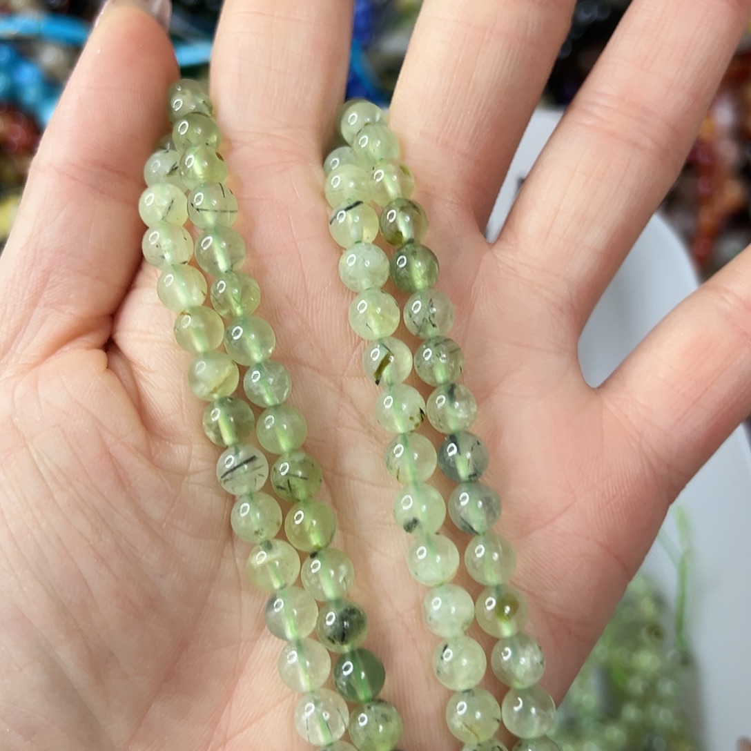 玛瑙/玉髓合金珠宝半成品 卡6葡萄石一条