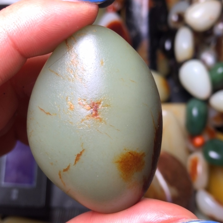 盖***和田玉（翠青玉）未镶嵌珠宝奇石