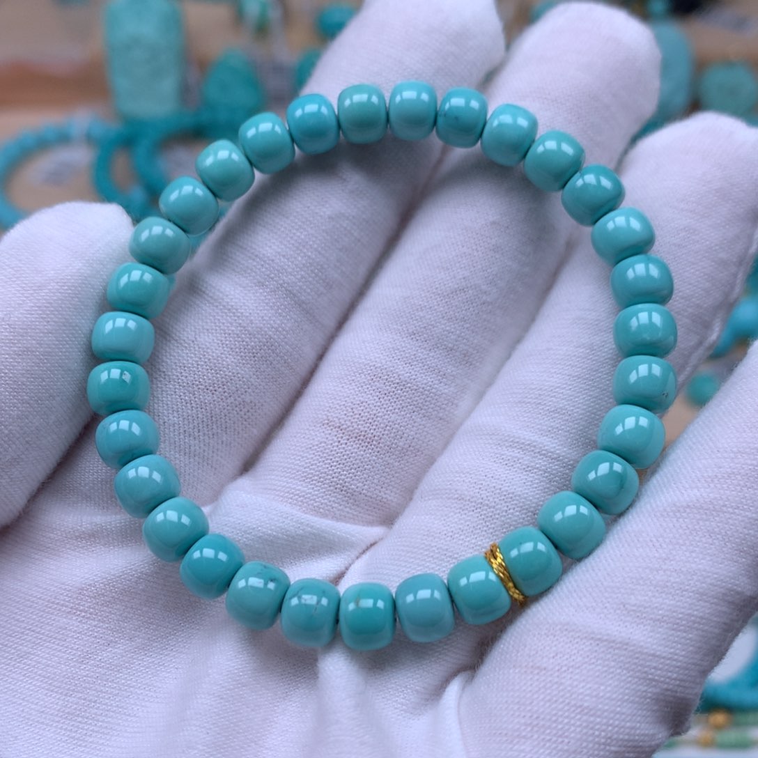 绿松石精品配饰直径6.5mm未镶嵌寻*虎