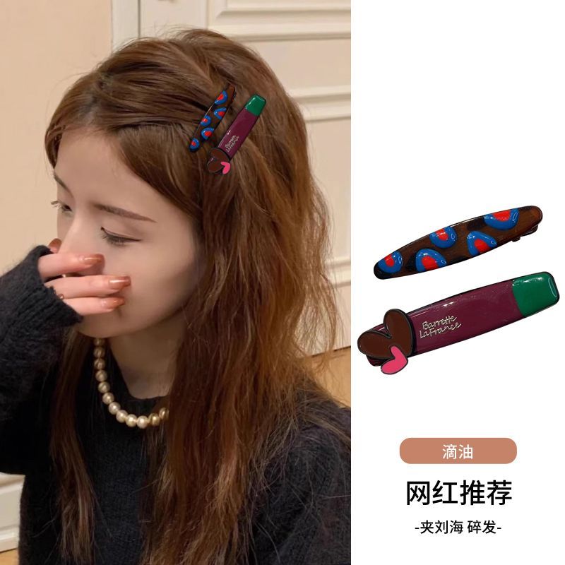 2025新款爆款爱心AB版复古发夹鸭嘴夹侧边夹女前额刘网红可爱百搭