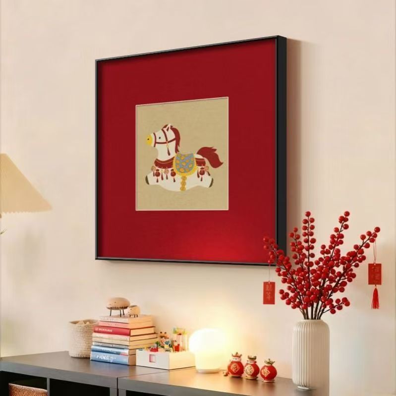 招财小马餐厅挂画客厅玄关卧室斗柜装饰画喜庆寓意好