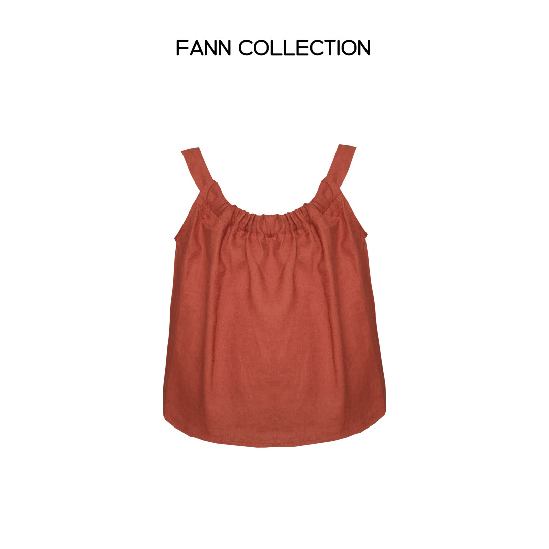 饭饭FANN COLLECTION 夏季穿搭 设计感无袖挂脖上衣FANNA038
