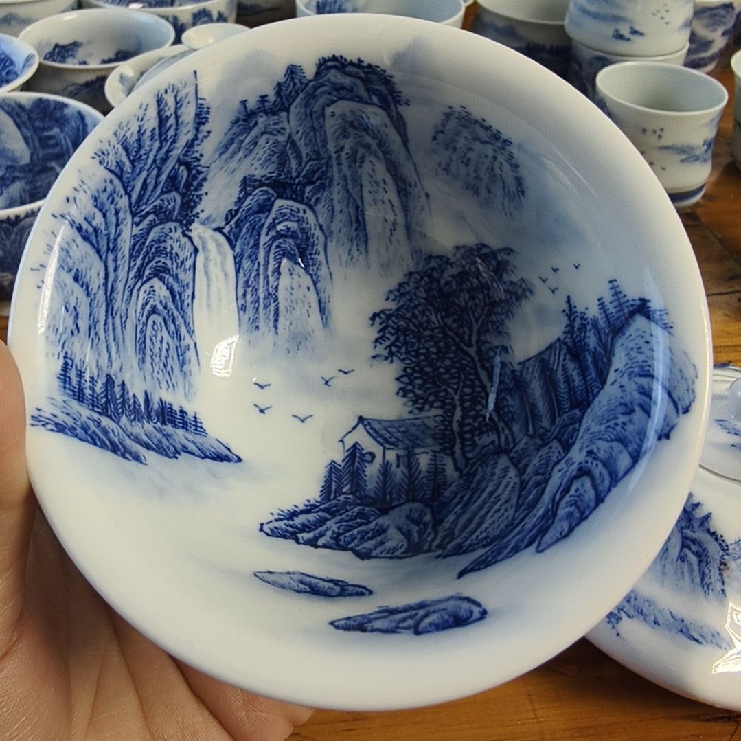 江**柱全手工山水压手杯（本人作品）