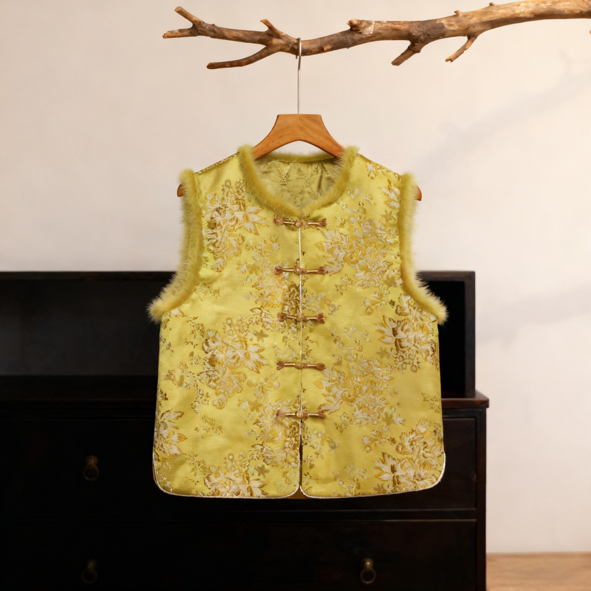 立领马甲常规款提花其它拼接马夹上衣无袖服装复古