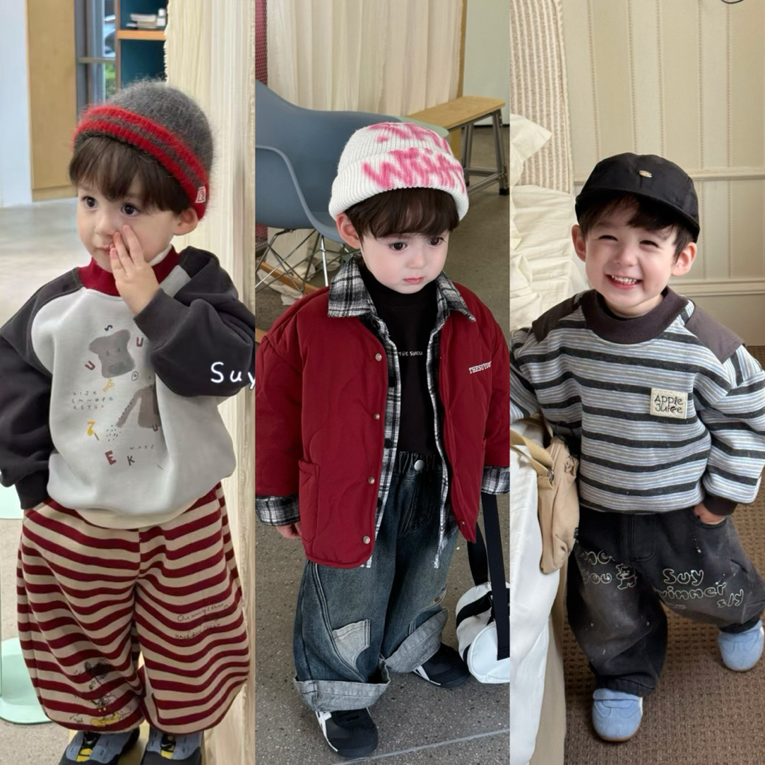 赫一童品【800-849】25深秋正版苏右Up灰翅膀papo加绒卫衣卫裤套装