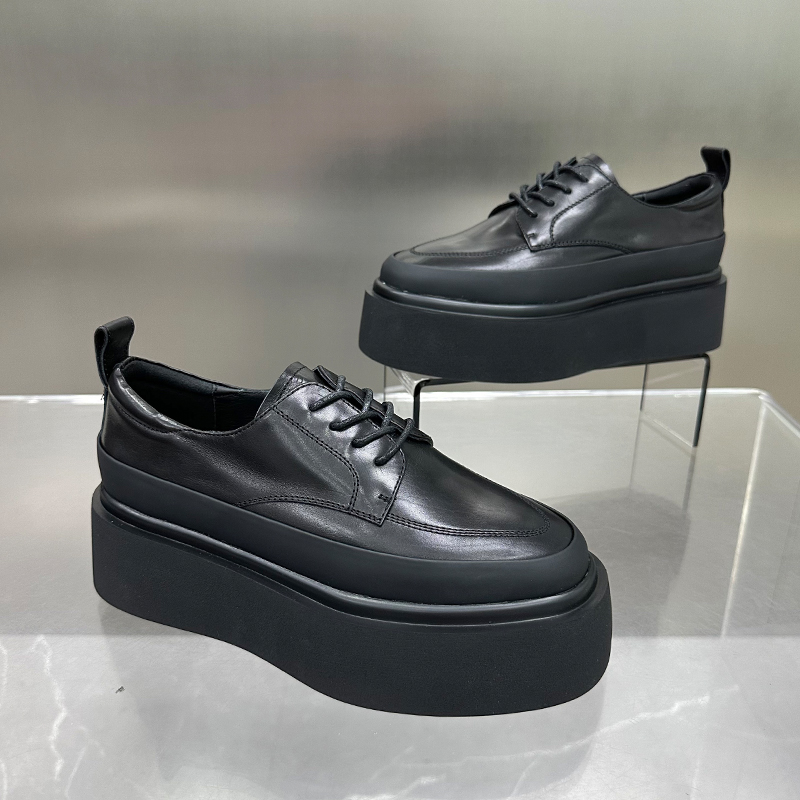 【左右华菲】5.5cm小个子显高时尚厚底乐福鞋2025新款春季真皮女鞋