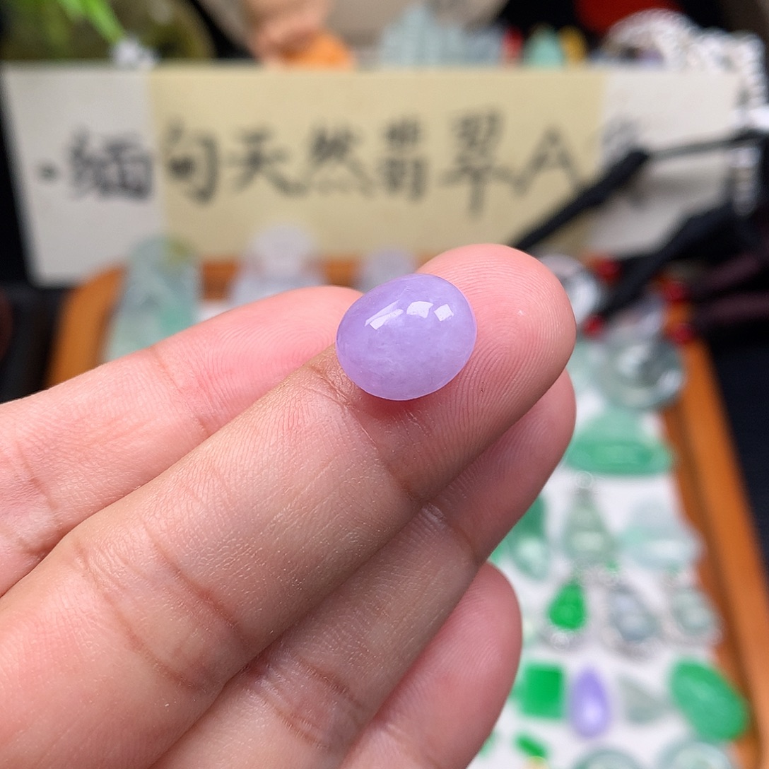 翡翠裸石缅甸天然A货翡翠冰种紫蛋面