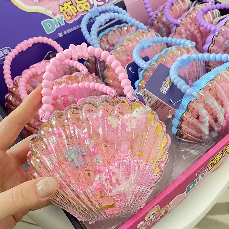 海洋美人鱼公主贝壳发饰首饰盒女孩过家家玩具【拍10单发12个】