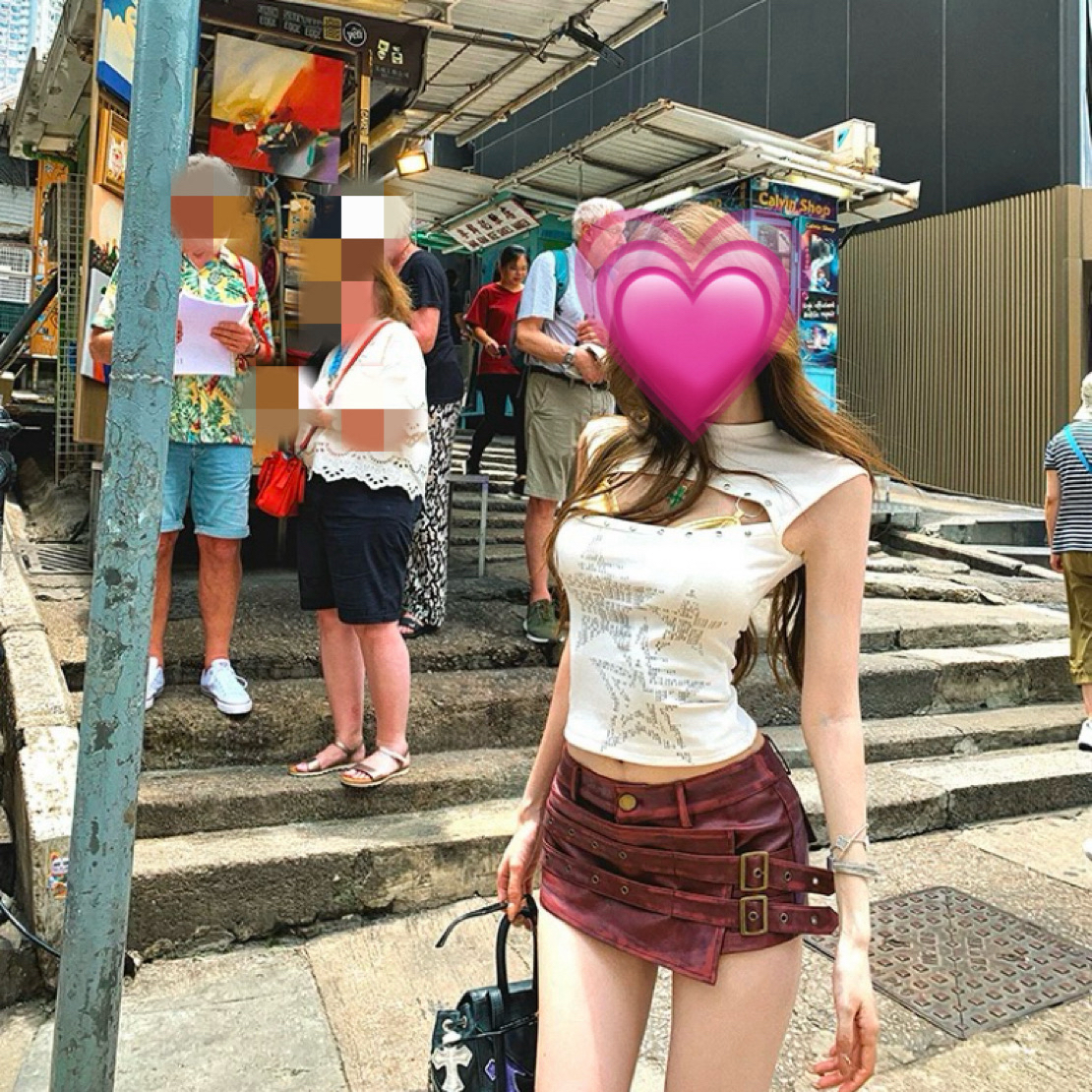  美式复古不对称做旧皮裤短裤女夏季气质设计感修身包臀裙裤#8143