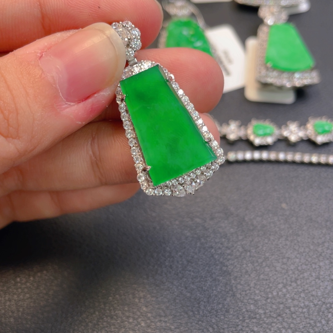 翡翠银S925镶嵌吊坠(不含链)