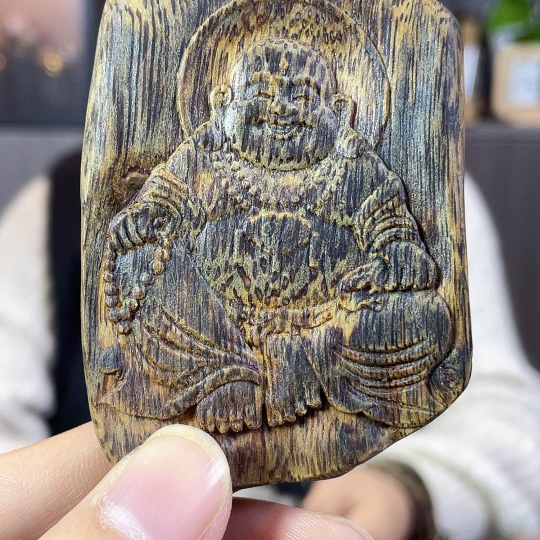吊坠沉香弥勒佛雕刻牌20g挂坠