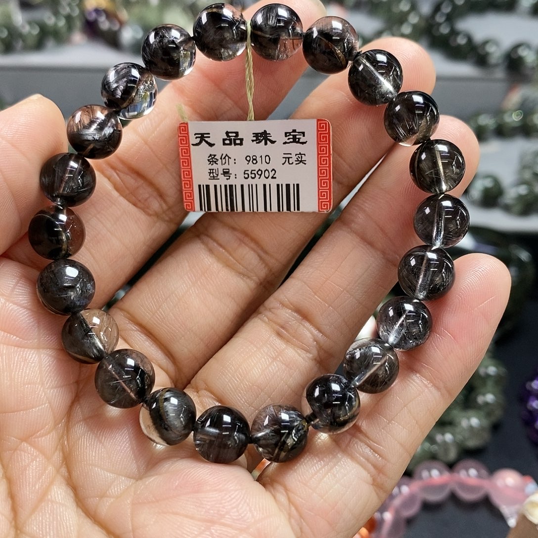 丽***儿手链未镶嵌水晶黑银钛手链55902