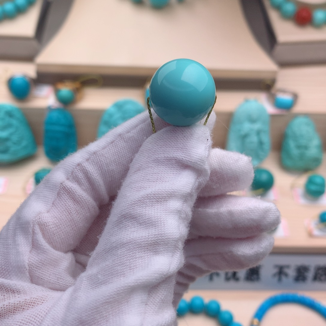 绿松石珠宝奇石未镶嵌17.5mm