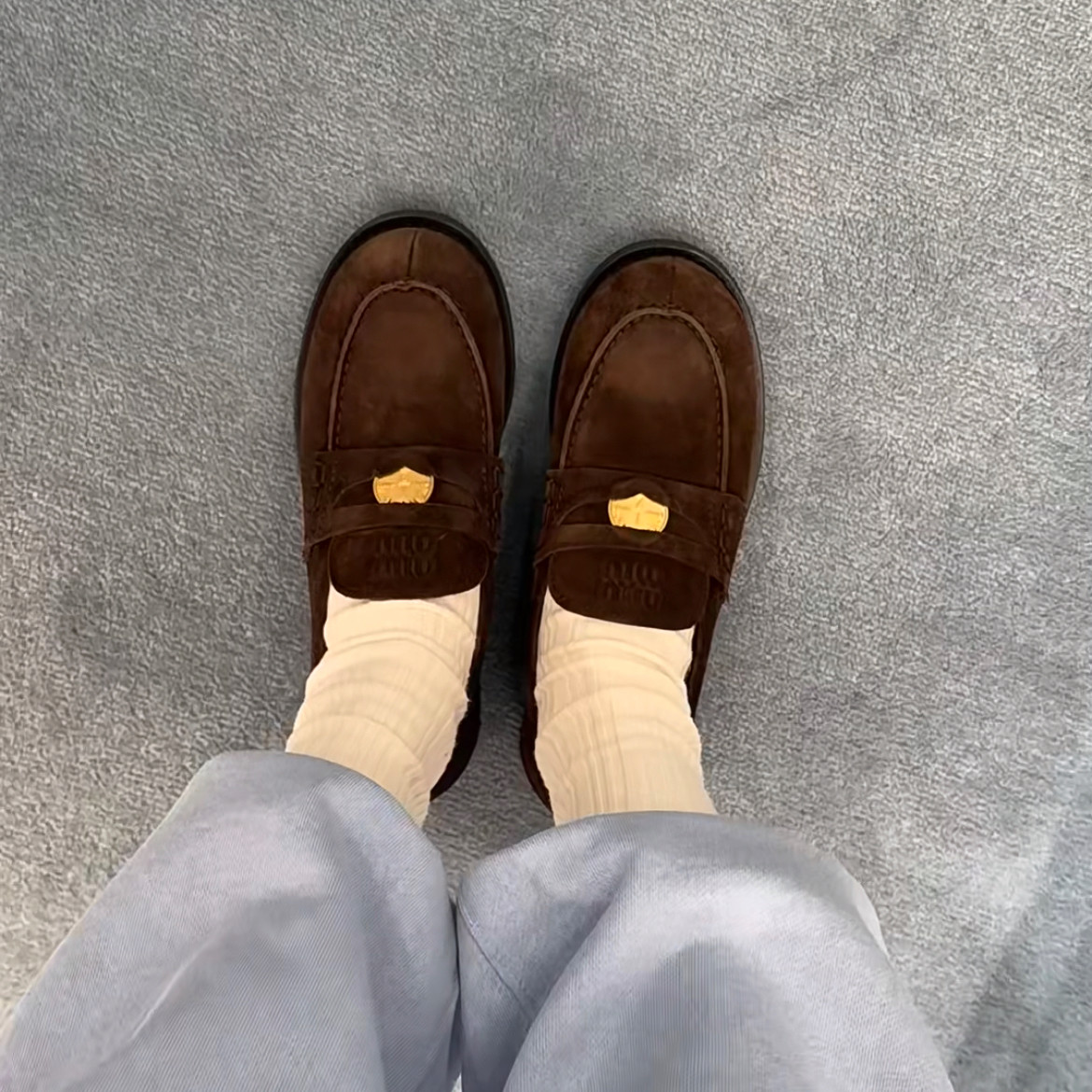 全新未使用 MIU MIU/缪缪 乐福鞋/37码/Xsps10154