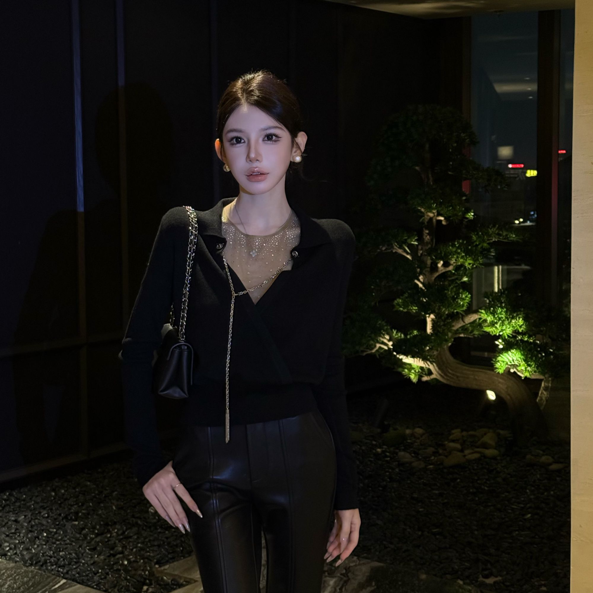 粉红PINK丨“夜曲”设计感绵羊毛ins风时尚百搭针织上衣FH25D4T4184