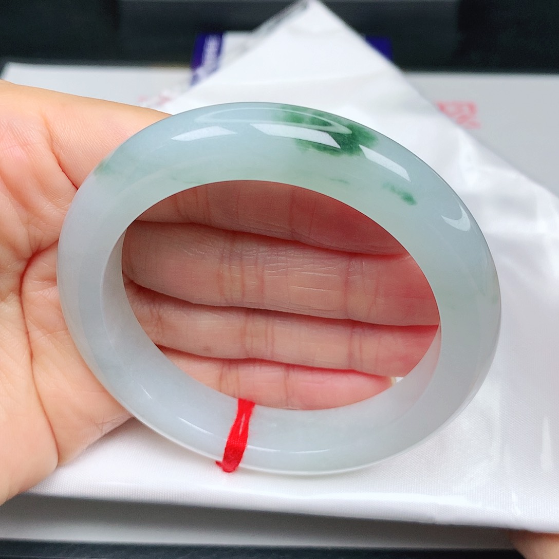 未镶嵌手镯翡翠冰胶飘绿新品17