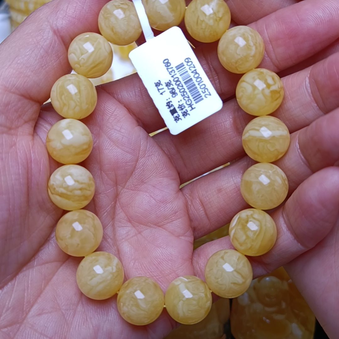 蜜蜡手串未镶嵌俄料蜜蜡妖花手串