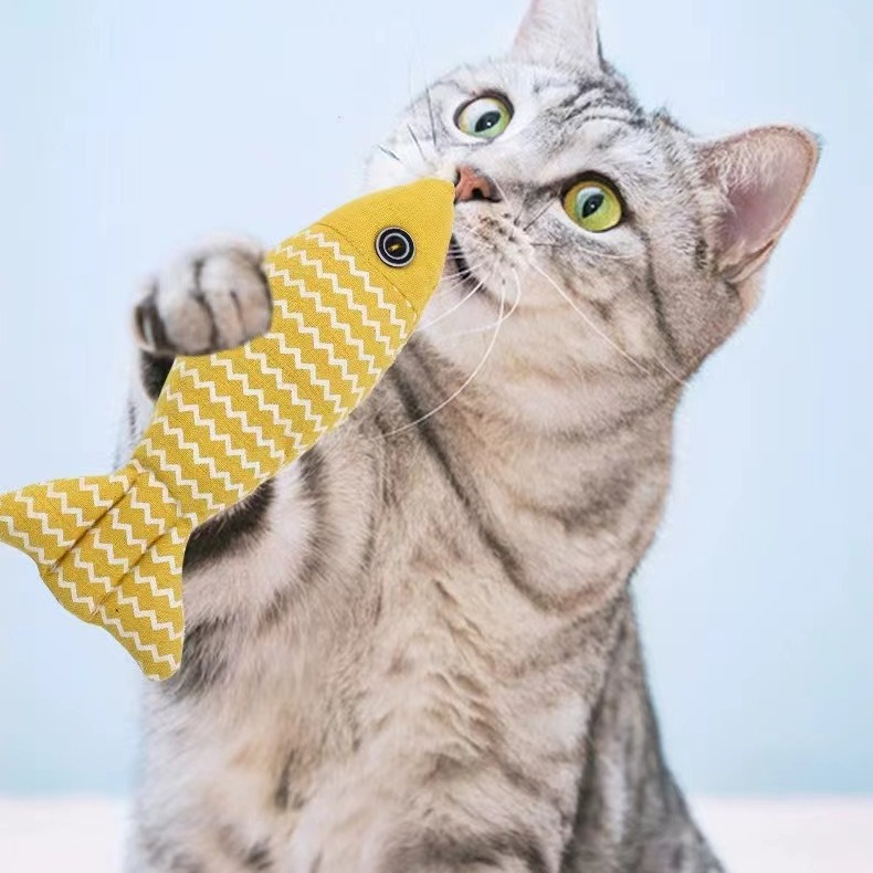A猫玩具薄荷鱼自嗨解闷逗猫神器猫咪静音玩具仿真鱼逗猫棒宠物用B