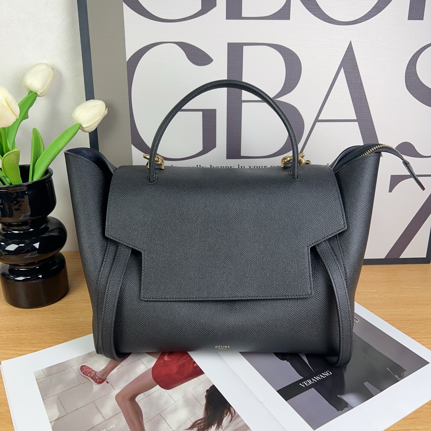 99新 Celine/思琳 赛琳/Celine 黑色鲶鱼包 大号