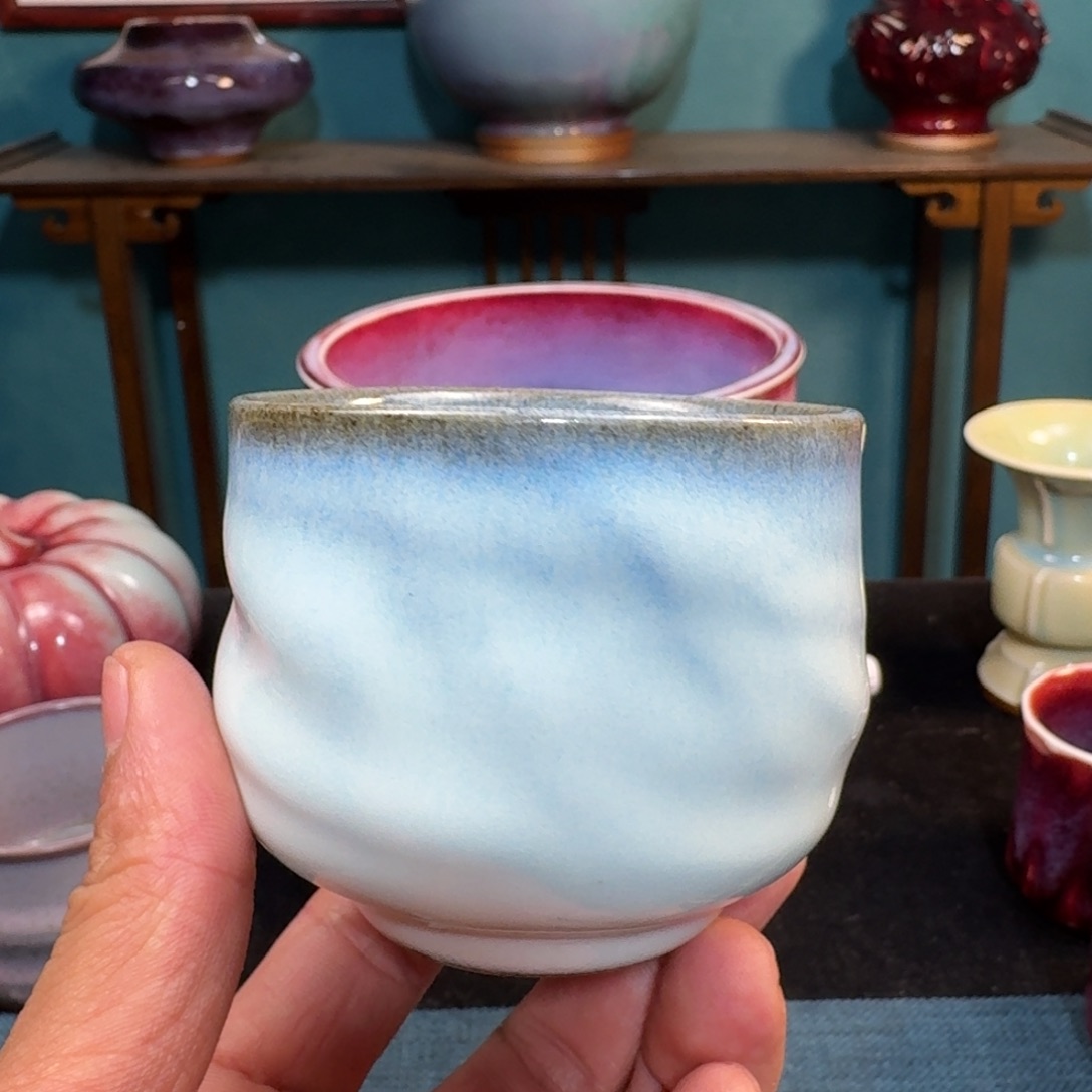 陶杯子入窑一色出窑万彩