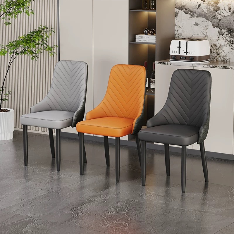 意式轻奢北欧餐椅现代简约家用洽谈麻将高靠背椅餐厅椅子舒适时尚