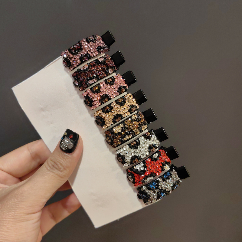 韩国豹纹鸭夹鸭嘴夹螃蟹夹闪钻侧边夹刘海气质时尚精致顶夹女头饰