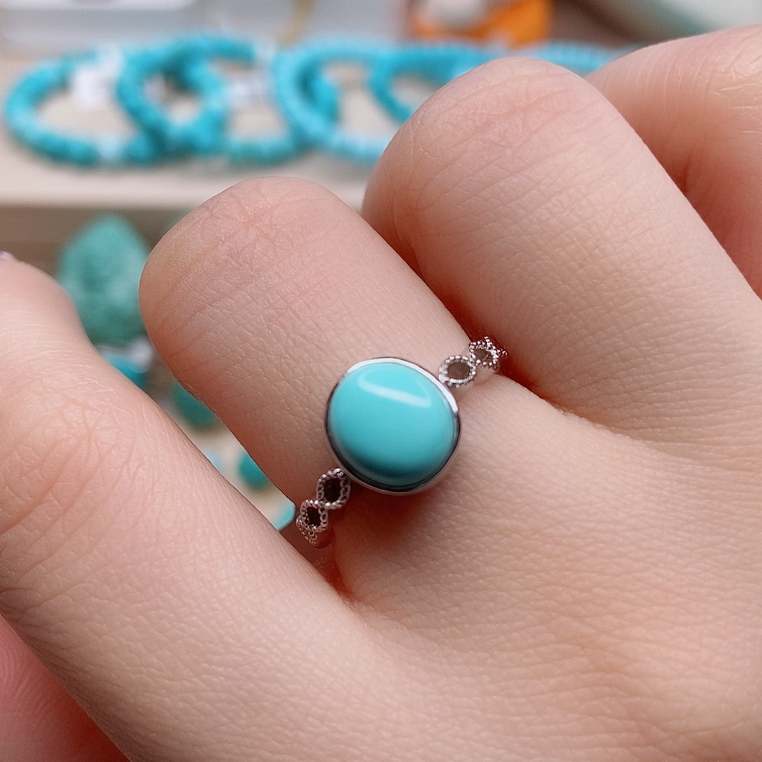 绿松石戒指银S925镶嵌