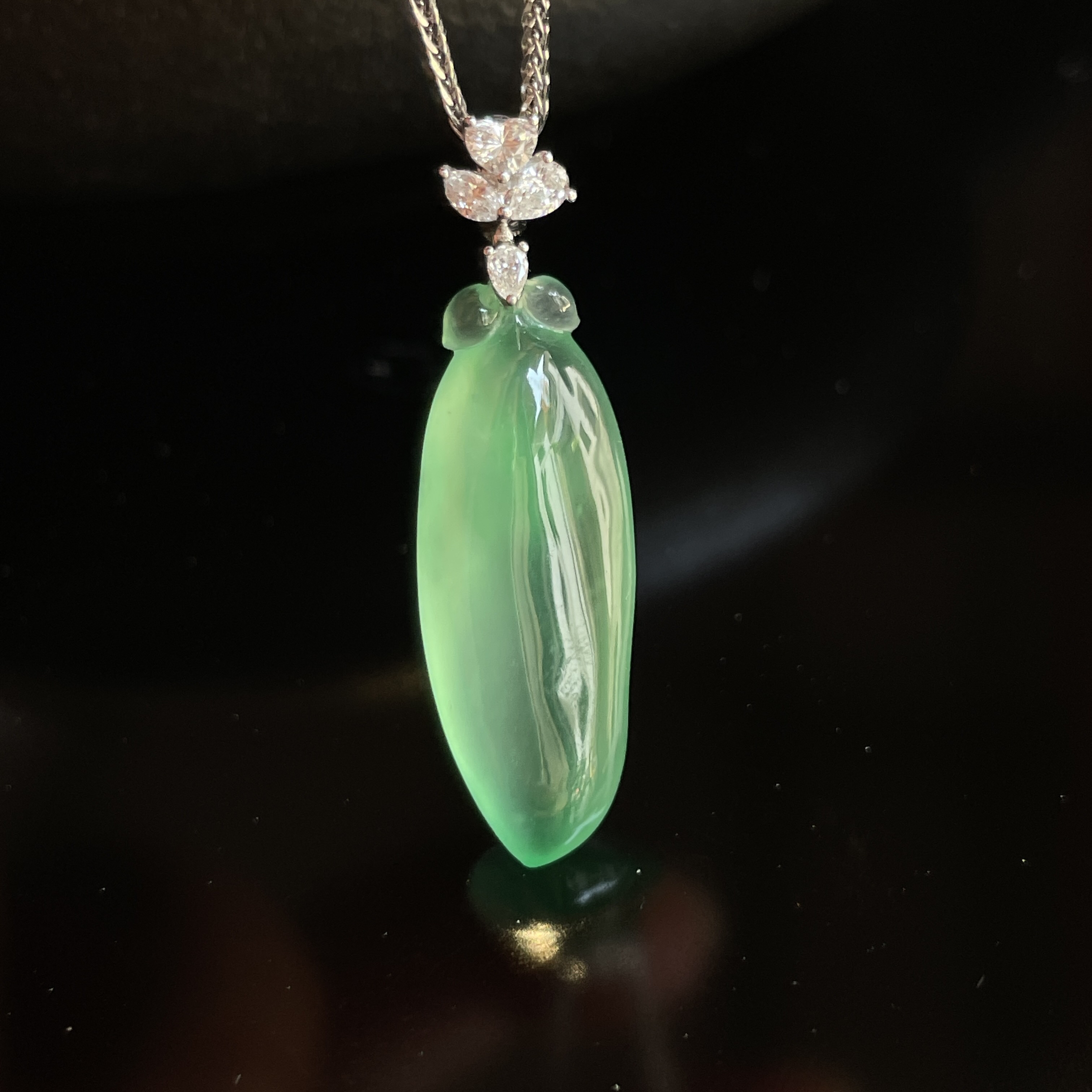 天然缅甸翡翠A货高冰玻木纳甜绿小福瓜