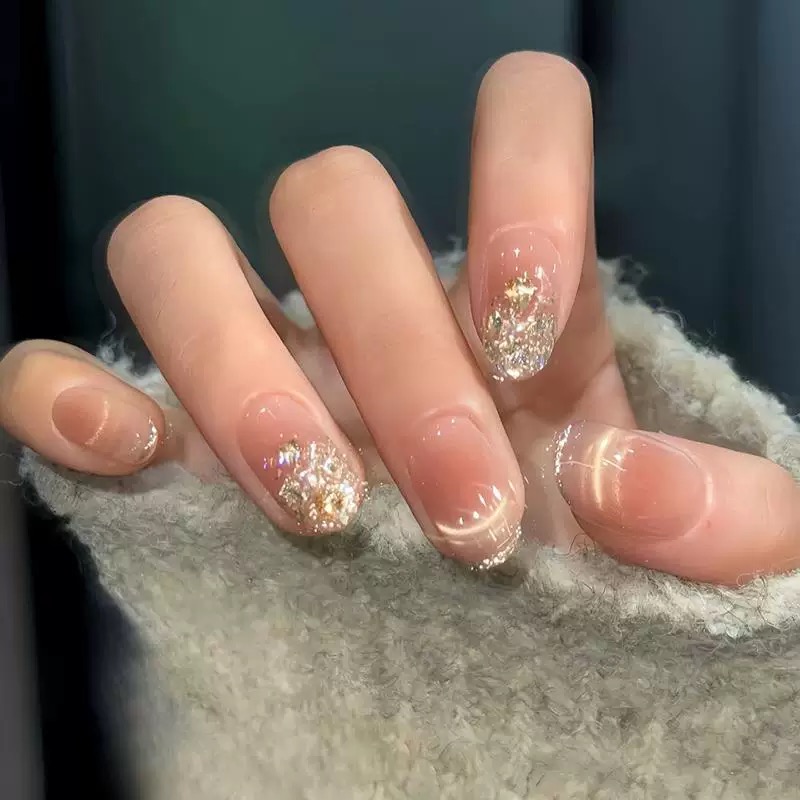 【塞纳黄昏】猫眼纯手工法式手绘显白美甲穿戴光疗甲渐变纯10片