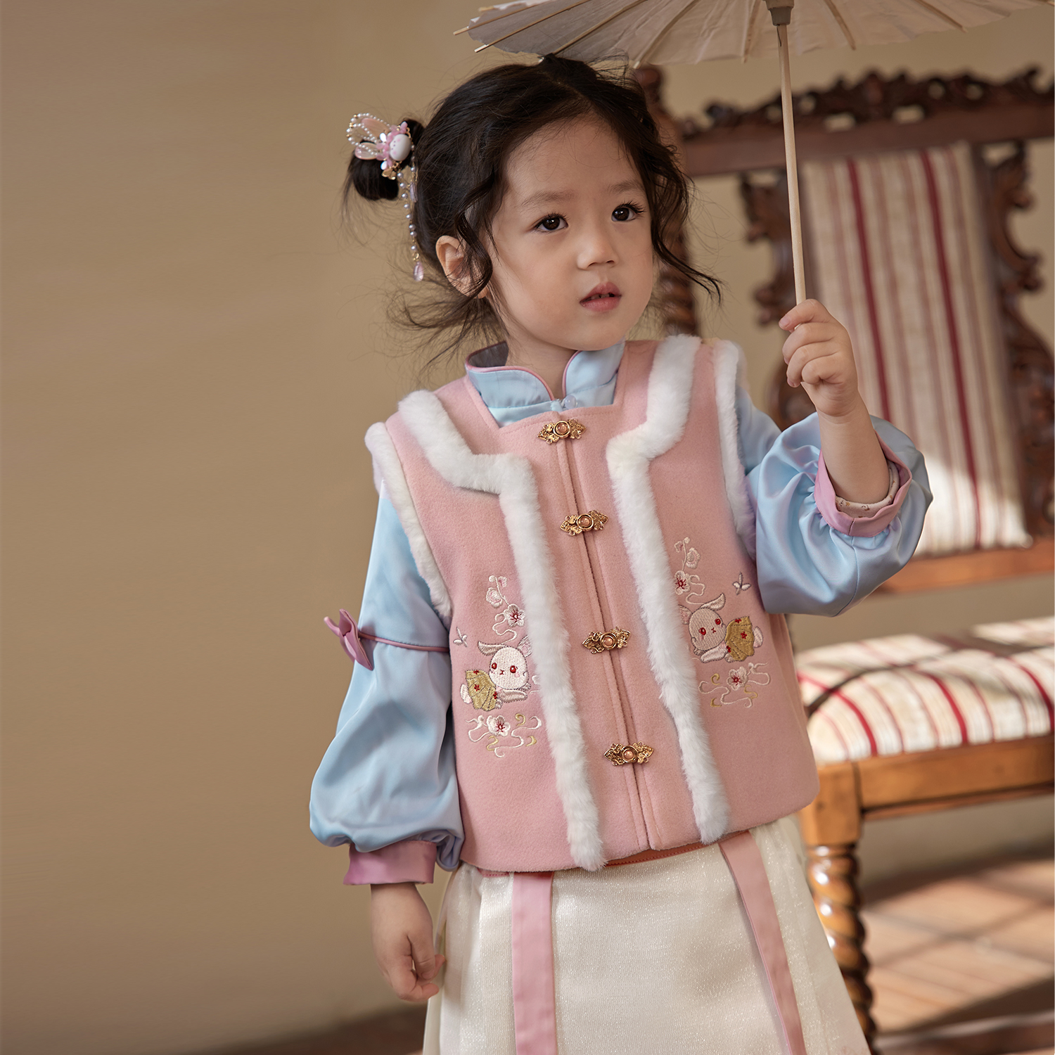 小O宝Okids童装 国风拜年服马甲 YSD310021A