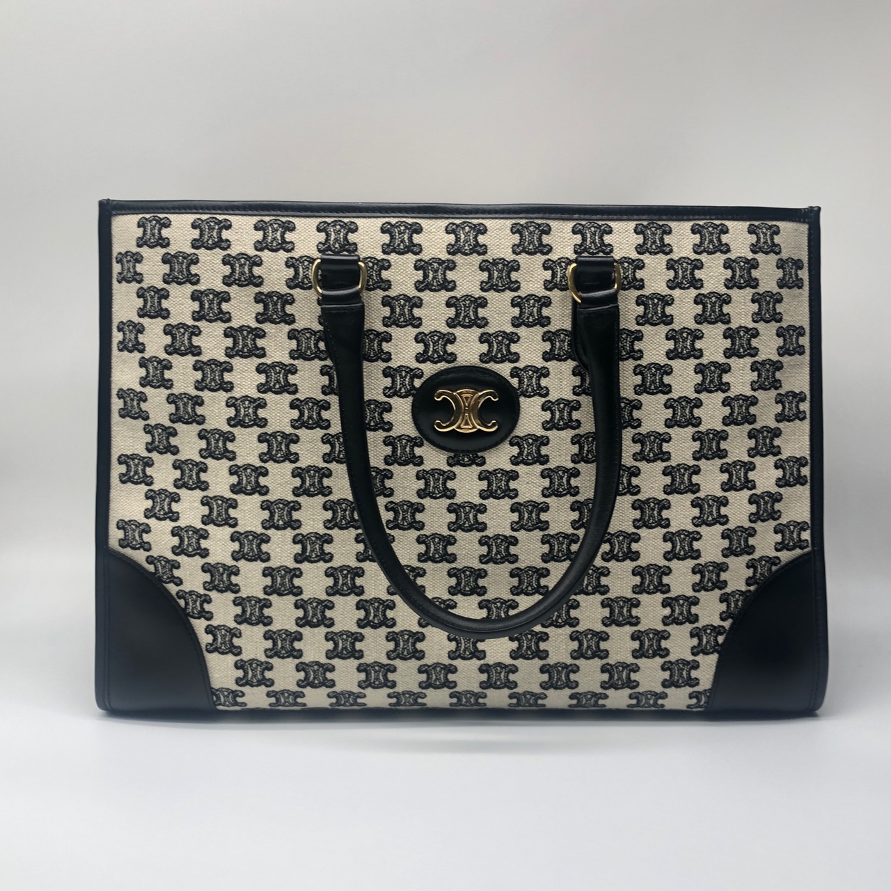 99新 Celine/思琳 凯旋门横款 刺绣织物 托特包Tote