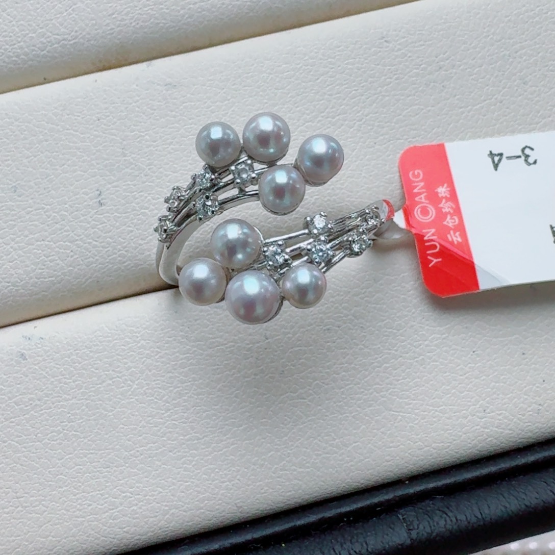 海水珍珠银S925镶嵌戒指@@aq147