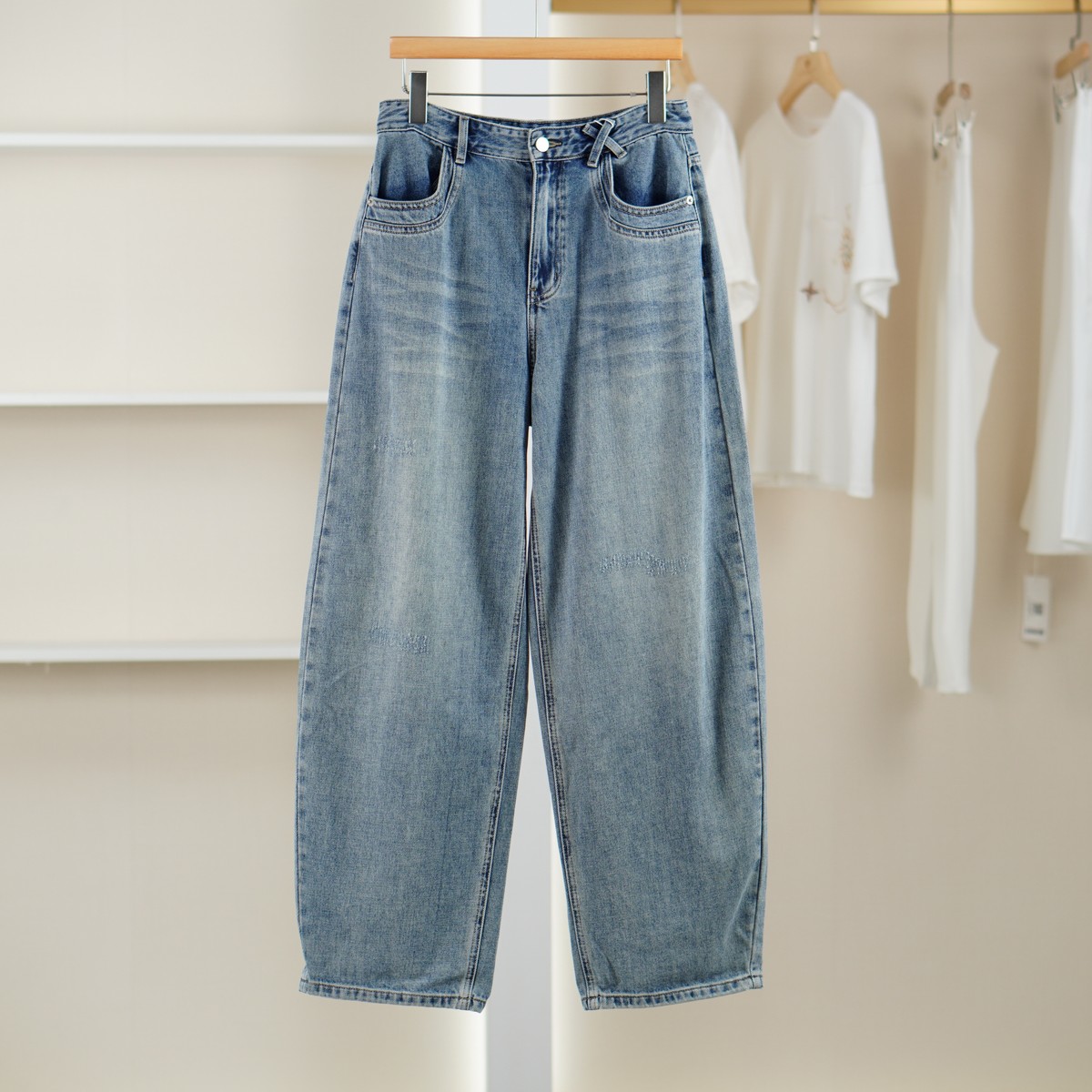 【麦笛•品牌新款】5081263 通勤百搭宽松牛仔裤春季女装专柜撤柜