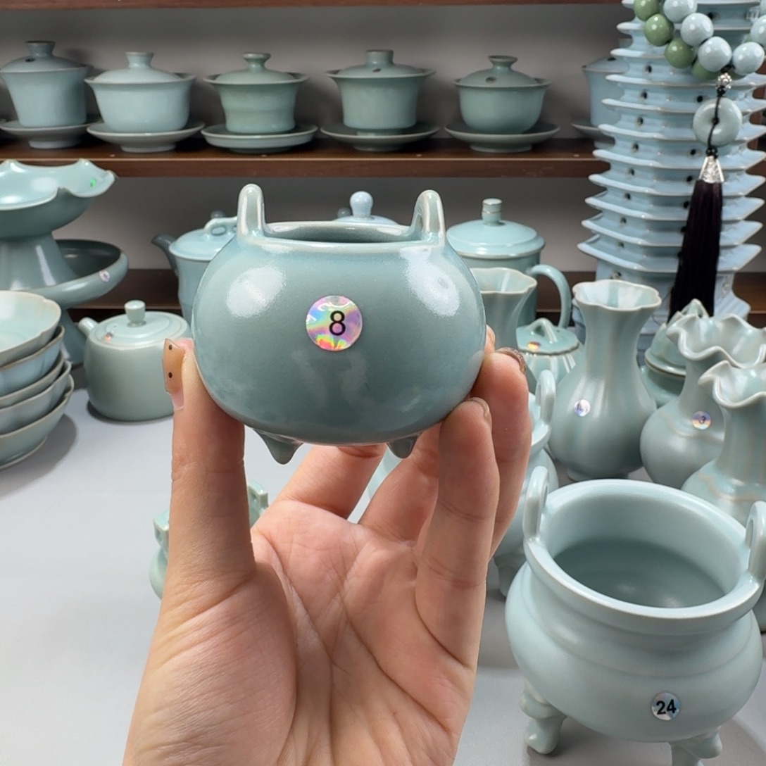九***一摆件瓷编号8号仿古釉线香炉