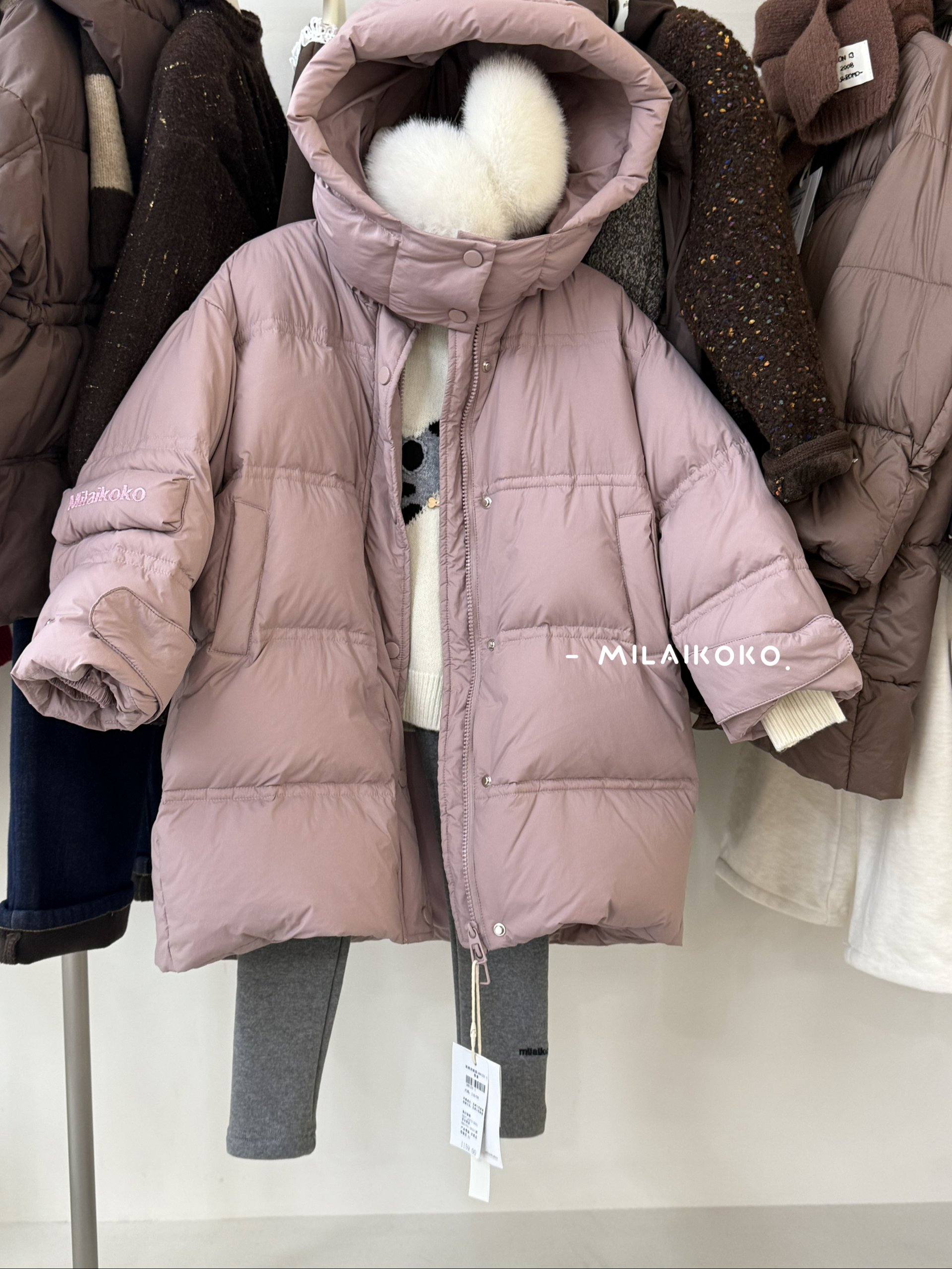 【haobaby】粉紫简约百搭保暖羽绒服8133