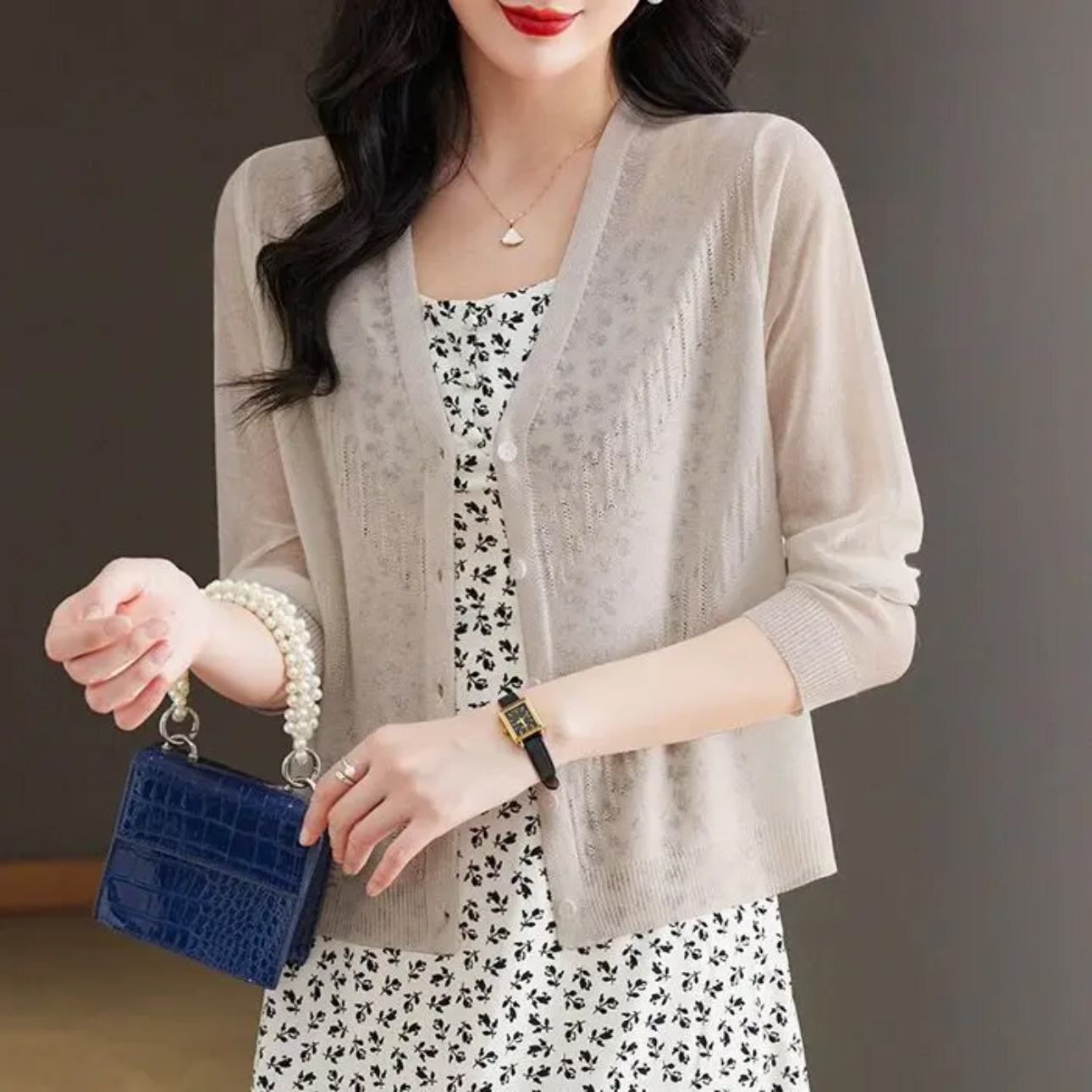 镂空薄款女装夏季空调衫亚麻莱赛尔短款针织衫防嗮小开衫外搭披肩