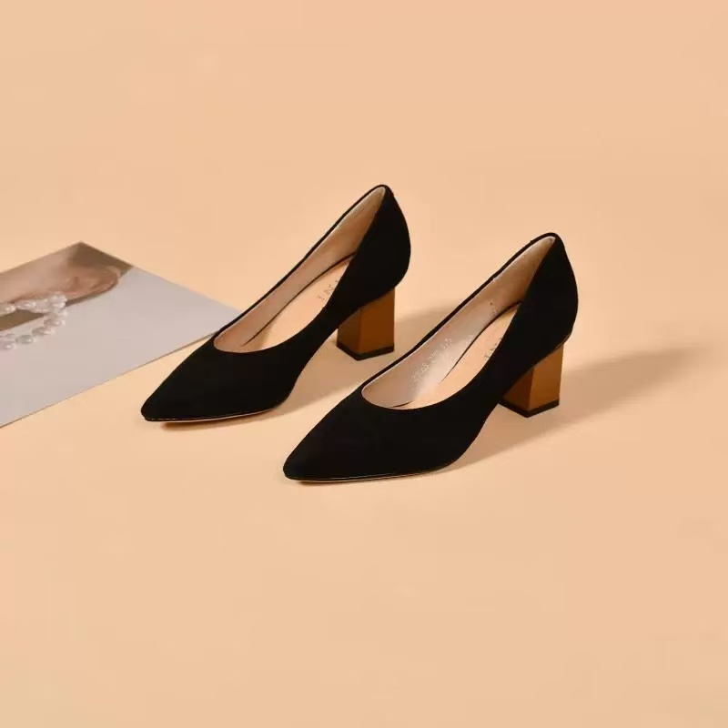 【数兰朵现货不加单】磨砂羊皮尖头高跟小单鞋21063