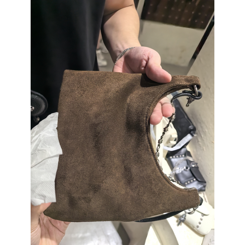 YUSHA/高档咖色湿水牛皮小可包-G353