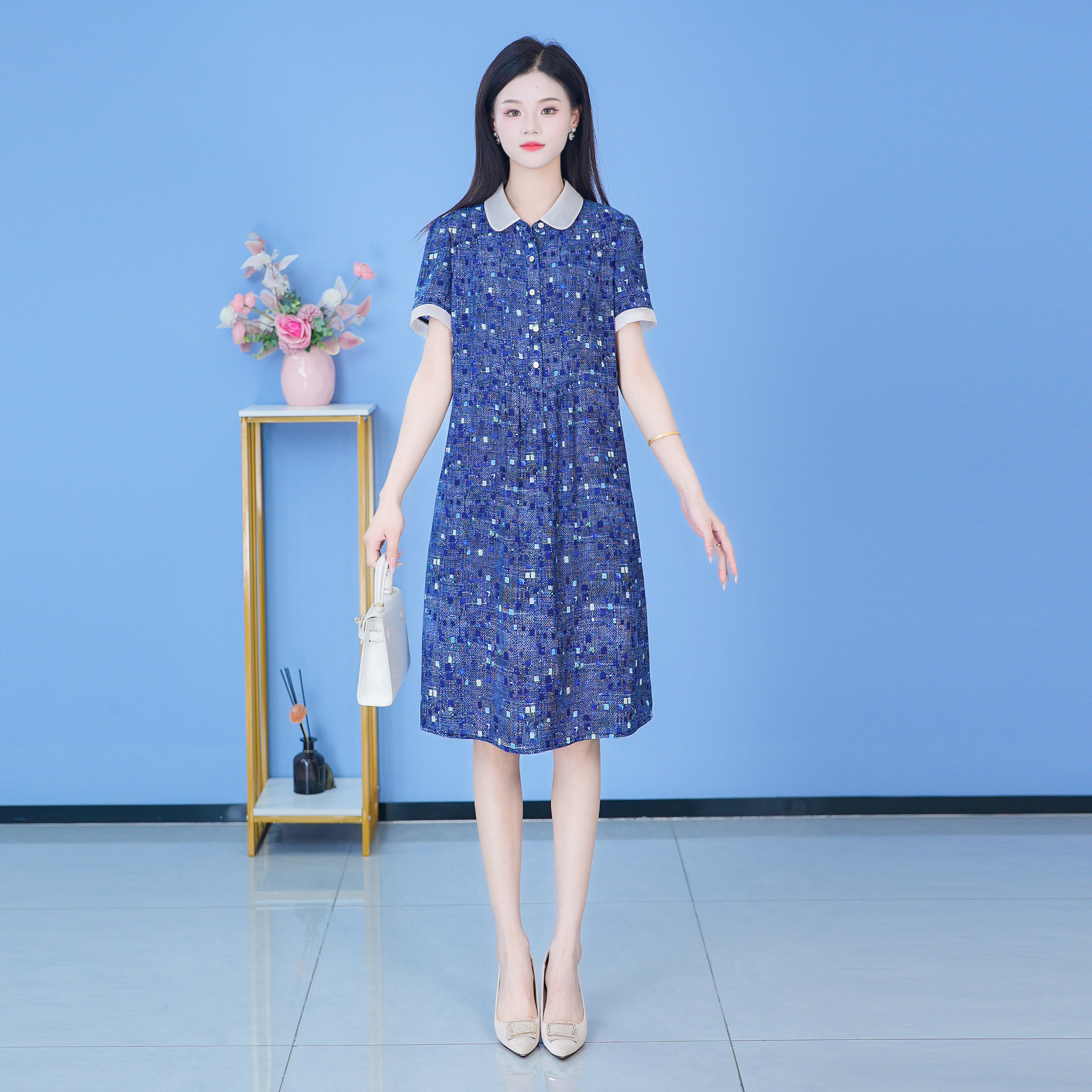 【SJYH1289】2025年夏季新款时尚优雅减龄连衣裙显瘦气质
