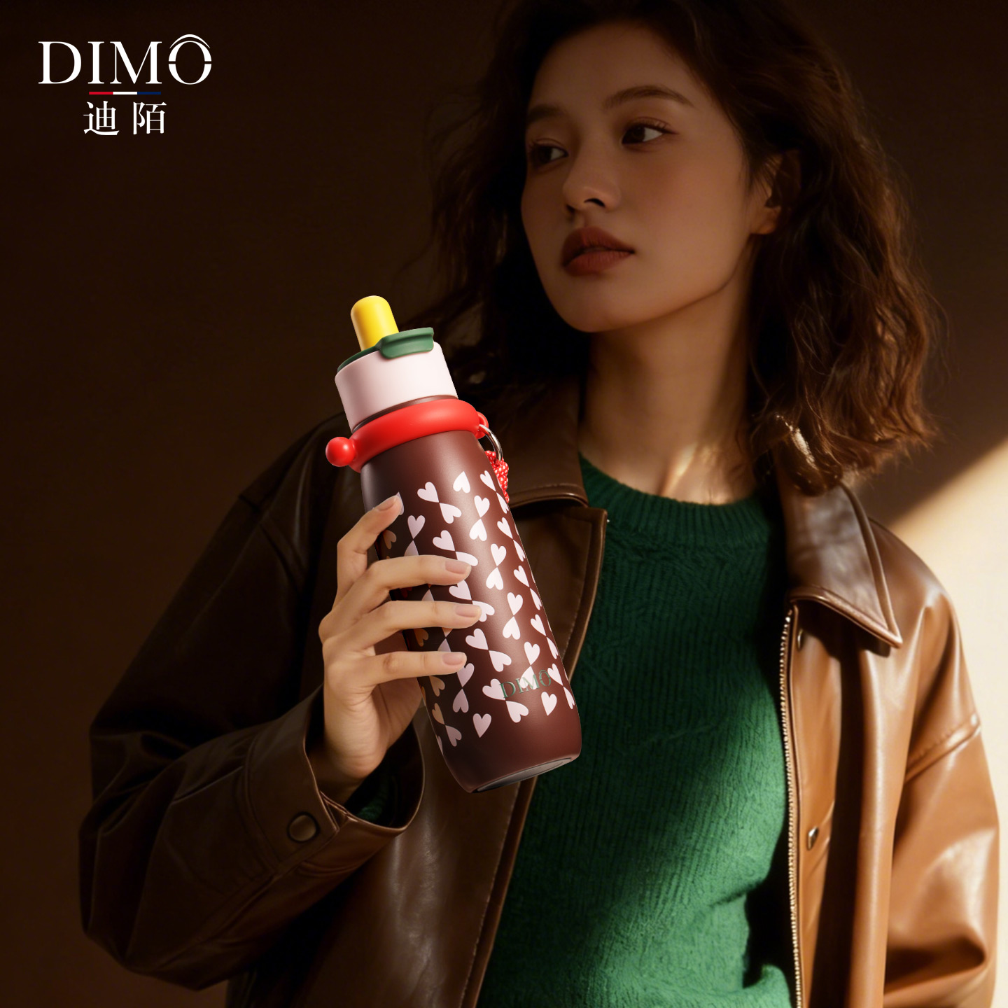 迪陌双层纯钛杯女生便携吸管保温杯创意高端水杯子车载户外学生杯